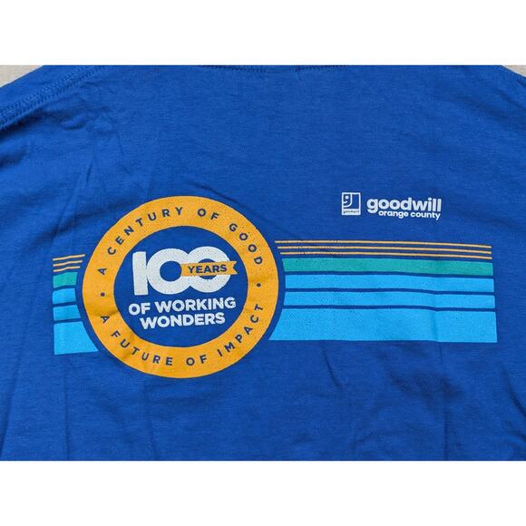 Goodwill OC Orange County 100 Years of Working Wonder Blue Shirt Size Medium - Picture 7 of 7